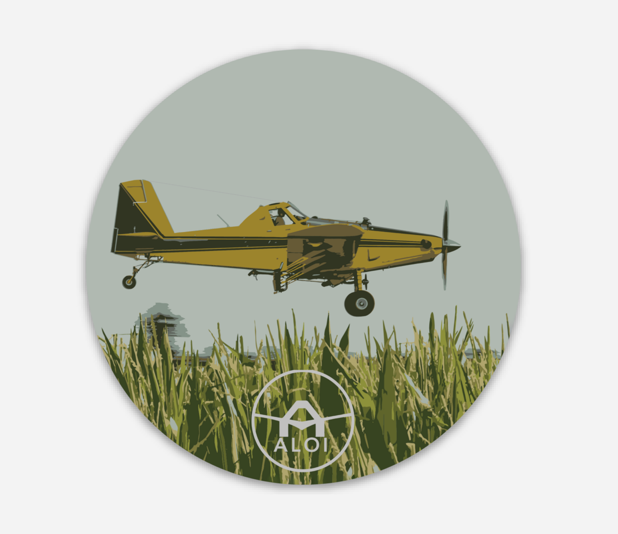 Side shot of an Airtractor 802 spraying corn in Missouri sticker.